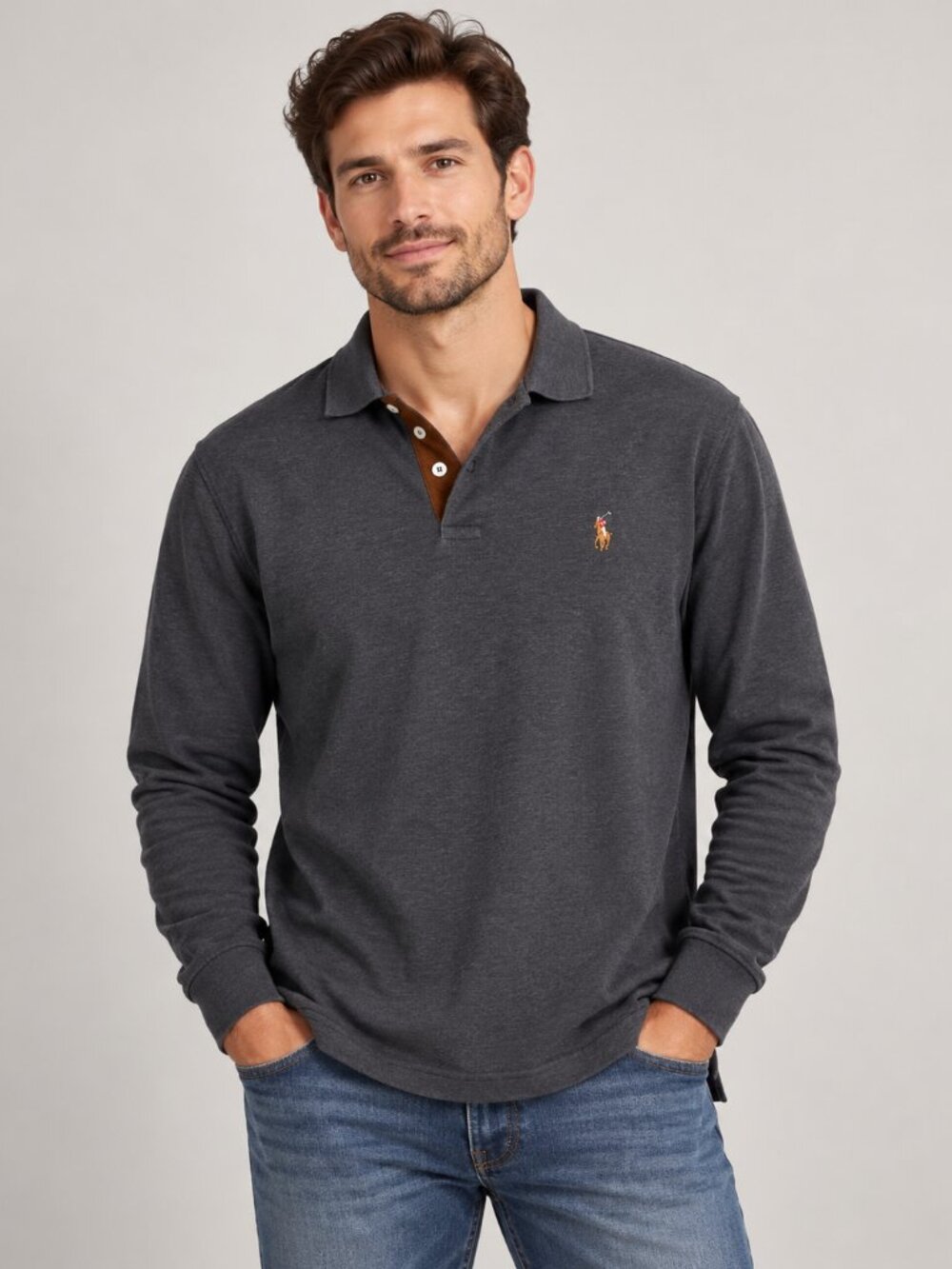 Polo Ralph Lauren Polo Shirt Men’s Small Gray Long Sleeve Classic Fit